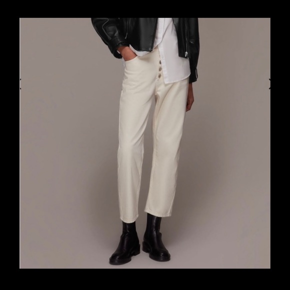 Black button front  straight leg jeans with top stitching - Picture 10 of 10